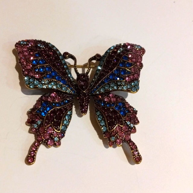 Off Park Collection Butterfly Crystal Brooch